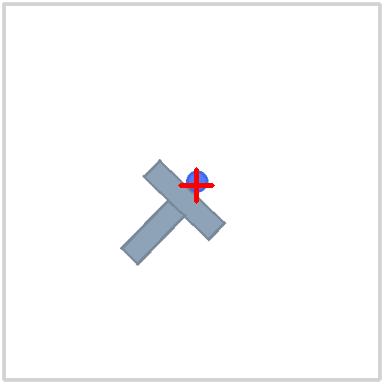 Recorded PushT baseline: the block aligned with its target at the end of episode one