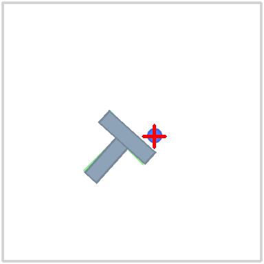 Recorded PushT candidate: the block remained short of the target at the end of episode one